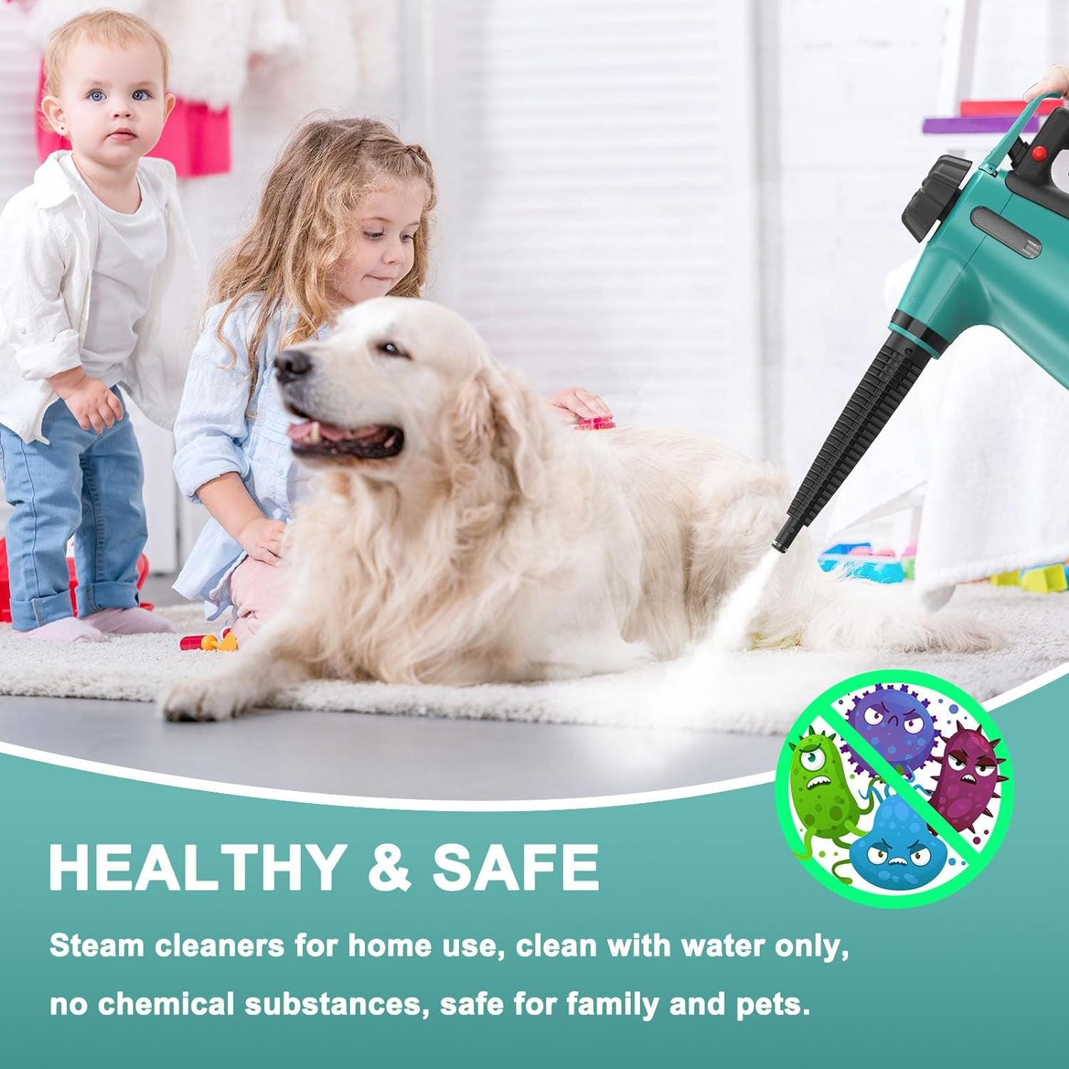 Handheld Steam Cleaner for Home Use, Steamer for Cleaning with Lock Button and 7 Accessory Kit Handheld Pressurized Steamer for Sofa, Bathroom, Car, Floor, Kitchen, Portable Natural Steam Cleaner