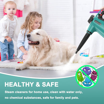 Handheld Steam Cleaner for Home Use, Steamer for Cleaning with Lock Button and 7 Accessory Kit Handheld Pressurized Steamer for Sofa, Bathroom, Car, Floor, Kitchen, Portable Natural Steam Cleaner