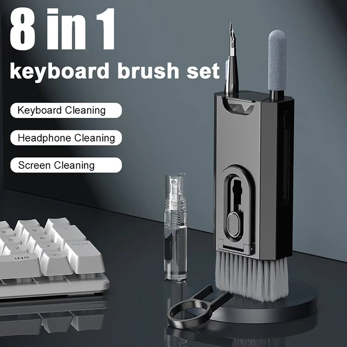 Ultimate 8-in-1 Tech Cleaning Kit - Portable Screen, Keyboard, & Headphone Cleaner for a Spotless Workspace Anywhere 