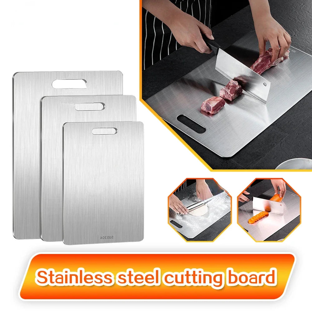 316 Stainless Steel Panel and Chopping Board Kitchen Household Thickened Double Sided Cutting Board Block Kneading Dough Board