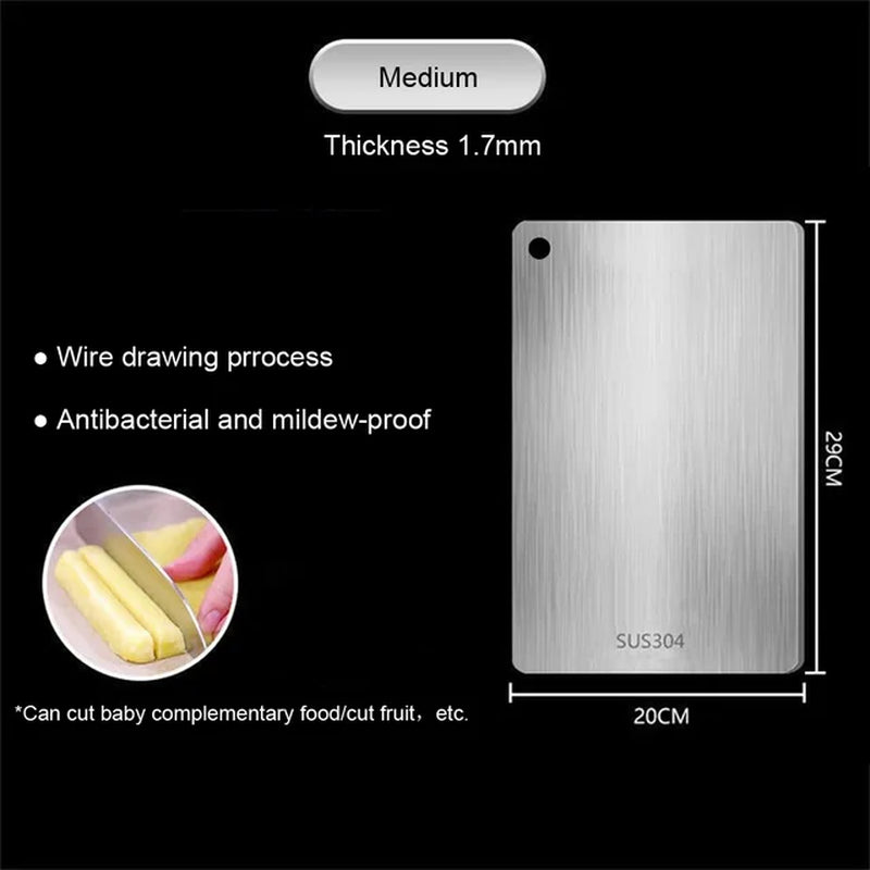 316 Stainless Steel Panel and Chopping Board Kitchen Household Thickened Double Sided Cutting Board Block Kneading Dough Board